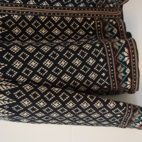 Nomadic Traders ramie cotton mix Fair Isle Grandpa front zipper pullover - Picture 4 of 10